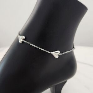 Stainless Steel Silver Heart Anklet